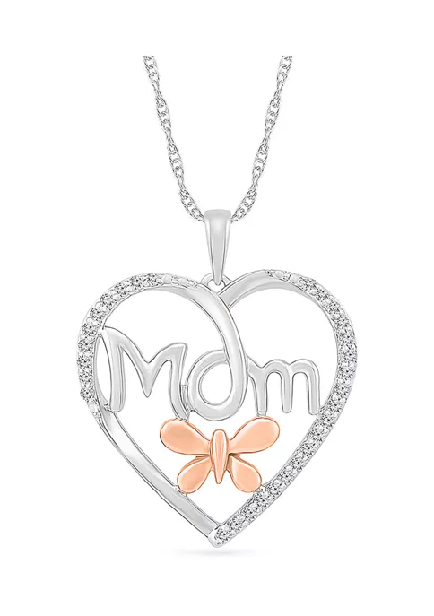 Cheapest ๐ 1/6 ct. t.w. Diamond Heart Mom Pendant in Sterling Silver & 10K Rose Gold by Belk & Co. ๐ 1 Cheapest ๐ 1/6 ct. t.w. Diamond Heart Mom Pendant in Sterling Silver & 10K Rose Gold by Belk & Co. ๐