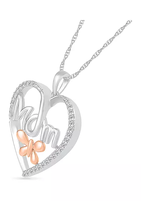 Cheapest ๐ 1/6 ct. t.w. Diamond Heart Mom Pendant in Sterling Silver & 10K Rose Gold by Belk & Co. ๐ 2 Cheapest ๐ 1/6 ct. t.w. Diamond Heart Mom Pendant in Sterling Silver & 10K Rose Gold by Belk & Co. ๐ - Image 2