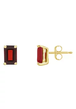 Best Pirce 🥰 14K Gold 6x4 Emerald Cut Garnet Earrings by Belk & Co. 👏