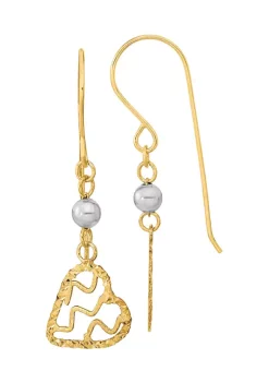 Top 10 🎉 14K Two-Tone Polished Satin and Diamond-cut Heart Dangle Shepherd Hook Earrings by Belk & Co. 🔔