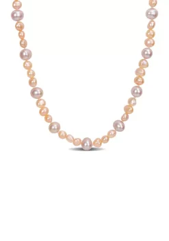 Promo ๐ 7.5-8MM Purple Freshwater Cultured Pearl and 5-5.5MM Pink Freshwater Cultured Pearl Necklace in Sterling Silver, 18 in by Belk & Co. ๐