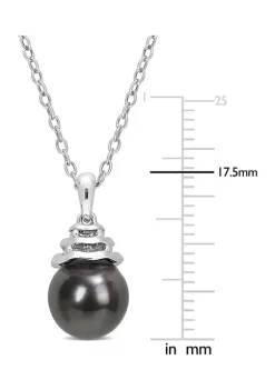 Cheapest 🥰 8-9mm Black Tahitian Cultured Pearl and Diamond Accent Swirl Pendant with Chain in Sterling Silver by Belk & Co. 🔥 -DealsBelk & Co. Store Belk 34506