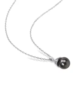 Cheapest 🥰 8-9mm Black Tahitian Cultured Pearl and Diamond Accent Swirl Pendant with Chain in Sterling Silver by Belk & Co. 🔥 -DealsBelk & Co. Store Belk 34507