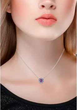Brand new ⭐ 1ct. 7MM Round Amethyst and White Topaz Crown Necklace on 16 inch Chain with Extender, Sterling Silver by Belk & Co. 🥰 -DealsBelk & Co. Store Belk 34524