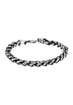 Hot Sale 😍 Stainless Steel 8 Millimeter Wheat Chain Bracelet with Black Plating Inlay, 10 Inch by Belk & Co. 😍