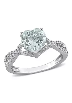 Brand new 👏 Heart Aquamarine 1/5 CT TW Diamond Infinity Ring in 14k White Gold by Belk & Co. ✔️