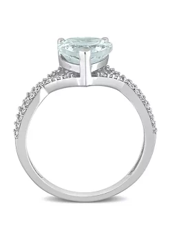 Brand new 👏 Heart Aquamarine 1/5 CT TW Diamond Infinity Ring in 14k White Gold by Belk & Co. ✔️ -DealsBelk & Co. Store Belk 34555