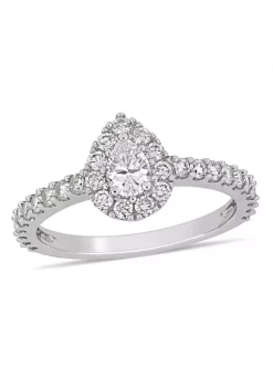 Buy 😀 1 ct. t.w. Diamond Pear-Cut Halo Engagement Ring in 14k White Gold by Belk & Co. 👍