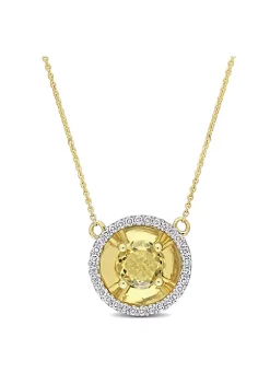 Promo 🥰 3/4 ct. t.g.w. Citrine and 1/6 ct. t.w. Diamond Margarita Style Pendant with Chain in 10K Yellow Gold by Belk & Co. 🥰