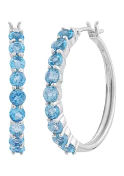 Discount 🌟 Blue Topaz Hoop Earrings in Sterling Silver by Belk & Co. ✨ -DealsBelk & Co. Store Belk 3460