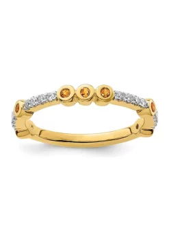 Budget 🛒 1/5 ct. t.w. Citrine and 1/10 ct. t.w. Diamond Stackable Expressions Ring in 14K Gold by Belk & Co. 🎉 -DealsBelk & Co. Store Belk 34609