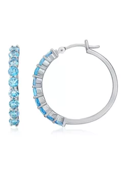 Discount 🌟 Blue Topaz Hoop Earrings in Sterling Silver by Belk & Co. ✨ -DealsBelk & Co. Store Belk 3462
