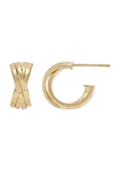 Coupon 🎁 14K Yellow Gold Criss Cross J Hoop Earrings by Belk & Co. ✨