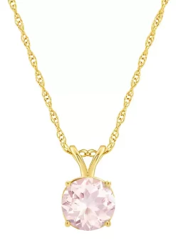 Best Sale 👍 14K Yellow Gold 7mm Round Morganite Pendant Necklace by Belk & Co. 👍 -DealsBelk & Co. Store Belk 34625