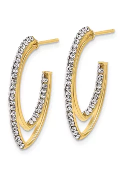Brand new 🎉 14K Yellow Gold Polished Crystals J-Hoop Post Earrings by Belk & Co. ✔️ -DealsBelk & Co. Store Belk 34639