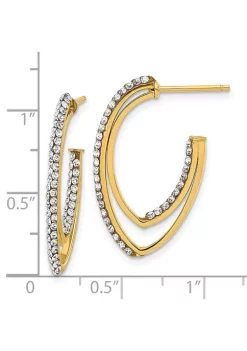 Brand new 🎉 14K Yellow Gold Polished Crystals J-Hoop Post Earrings by Belk & Co. ✔️ -DealsBelk & Co. Store Belk 34640