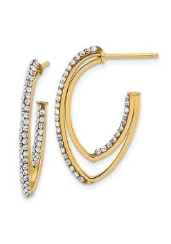 Brand new 🎉 14K Yellow Gold Polished Crystals J-Hoop Post Earrings by Belk & Co. ✔️ -DealsBelk & Co. Store Belk 34641