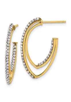 Brand new 🎉 14K Yellow Gold Polished Crystals J-Hoop Post Earrings by Belk & Co. ✔️ -DealsBelk & Co. Store Belk 34643