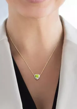 Coupon 🔔 1.5 CT TGW Peridot and White Topaz Trillion Halo Necklace in 10k Yellow Gold by Belk & Co. 💯 -DealsBelk & Co. Store Belk 34648