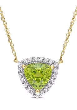 Coupon 🔔 1.5 CT TGW Peridot and White Topaz Trillion Halo Necklace in 10k Yellow Gold by Belk & Co. 💯 -DealsBelk & Co. Store Belk 34649