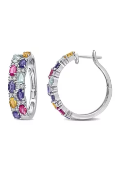 Outlet 🎉 6 ct. t.w. Multi Gemstone Hoop Earrings in Sterling Silver by Belk & Co. 😉 -DealsBelk & Co. Store Belk 34654