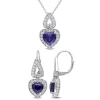 Wholesale 😉 Lab Created 2-Piece Set of 8.64 ct. t.g.w. Created Blue Sapphire and White Sapphire Earrings and Pendant with Chain in Sterling Silver by Belk & Co. 🌟