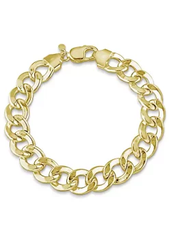 Discount 😉 12.5MM Curb Link Bracelet in 18k Yellow Gold Plated Sterling Silver, 9 by Belk & Co. 💯