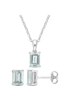 Wholesale 🔔 2-Piece Set of 2.85 ct. t.g.w. Aquamarine Solitaire Earrings and Pendant with Chain in Sterling Silver by Belk & Co. 😉 -DealsBelk & Co. Store Belk 34697