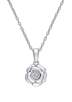 Cheap ✨ 1/10 ct. t.w. Diamond Accent Flower Pendant with Chain in Sterling Silver by Belk & Co. 😉 -DealsBelk & Co. Store Belk 34704