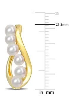 Hot Sale ❤️ 3.5-4mm Freshwater Cultured Pearl Hoop Earrings in Yellow Plated Sterling Silver by Belk & Co. 🌟 -DealsBelk & Co. Store Belk 34717