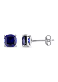 Best reviews of ✨ Lab Created Cushion Cut Created Blue Sapphire Stud Earrings in Sterling Silver by Belk & Co. 🔥