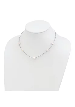 Flash Sale 👍 Sterling Silver Rhodium 6-10mm White Freshwater Cultured Pearl Glass 5 Station 2.5-inch Extension Necklace by Belk & Co. 🧨 -DealsBelk & Co. Store Belk 34722