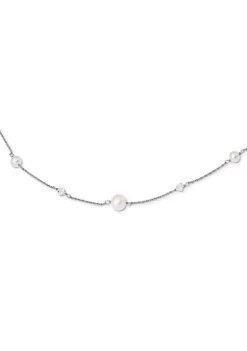 Flash Sale 👍 Sterling Silver Rhodium 6-10mm White Freshwater Cultured Pearl Glass 5 Station 2.5-inch Extension Necklace by Belk & Co. 🧨 -DealsBelk & Co. Store Belk 34724