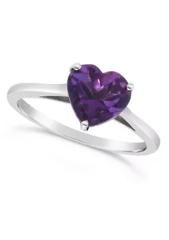 Promo ✔️ Sterling Silver 8mm Heart Shape Amethyst Solitaire Ring by Belk & Co. ✔️ -DealsBelk & Co. Store Belk 34729