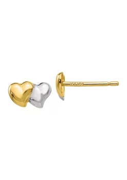 Top 10 🤩 14K Yellow Gold with Rhodium Polished Heart Post Earrings by Belk & Co. 🌟
