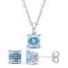 Brand new ⌛ 2-Piece Set of 4.25 ct. t.g.w. Sky Blue Topaz Earrings and Pendant with Chain in Sterling Silver by Belk & Co. 👍