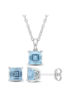 Brand new ⌛ 2-Piece Set of 4.25 ct. t.g.w. Sky Blue Topaz Earrings and Pendant with Chain in Sterling Silver by Belk & Co. 👍 -DealsBelk & Co. Store Belk 34738