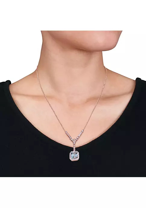 Best deal ✔️ 5.44 ct. t.g.w. Aquamarine and 3/4 ct. t.w. Diamond Necklace in 14K Pink Gold by Belk & Co. ⭐ 2 Best deal ✔️ 5.44 ct. t.g.w. Aquamarine and 3/4 ct. t.w. Diamond Necklace in 14K Pink Gold by Belk & Co. ⭐ - Image 2