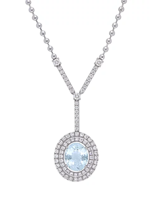 Cheap ⭐ 2.75 ct. t.w. Aquamarine and 1.5 ct. t.w. Diamond Lariat Necklace in 14K White Gold by Belk & Co. ⌛ 4 Cheap ⭐ 2.75 ct. t.w. Aquamarine and 1.5 ct. t.w. Diamond Lariat Necklace in 14K White Gold by Belk & Co. ⌛ - Image 4