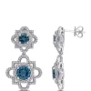 Best Sale 🎉 4.33 ct. t.w. London-Blue Topaz and 1 ct. t.w. Diamond Quatrefoil Drop Earrings in 14k White Gold by Belk & Co. ⭐