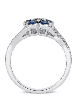 Wholesale 🤩 4/5 ct. t.w. Sapphire and 1/6 ct. t.w. Diamond Floral Engagement Ring in 10k White Gold by Belk & Co. 🥰 -DealsBelk & Co. Store Belk 34769