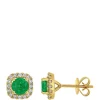 Flash Sale 🥰 4/5 ct. t.w. Emerald and 1/4 ct. t.w. Diamond Square Halo Stud Earrings in 14K Yellow Gold by Belk & Co. 🤩