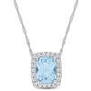 Hot Sale 😍 2.25 ct. t.g.w. Sky Blue Topaz and 1/4 ct. t.w. Diamond Holo Pendant with Chain in 14K White Gold by Belk & Co. 🧨