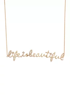 Best deal 😀 1/8 ct. t.w. Diamond "Life is Beautiful" Necklace in 14K Yellow Gold by Belk & Co. 🛒