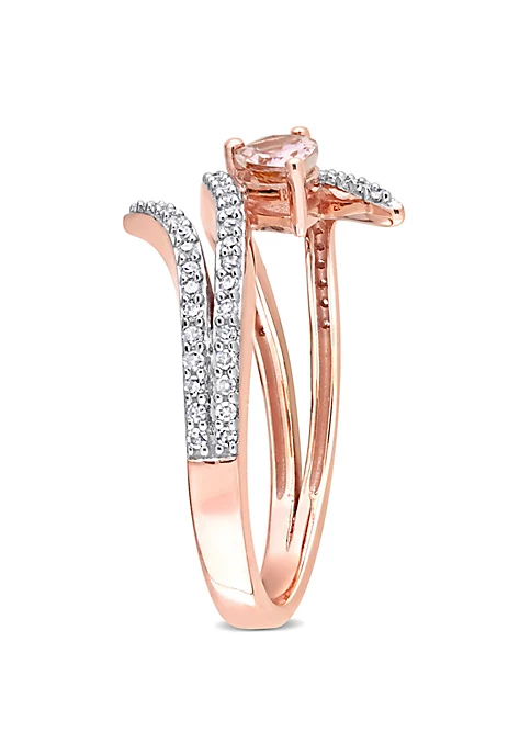 Discount ๐คฉ Pear Shape Morganite and 1/4 CT Diamond Open Wrap Ring in 10k Rose Gold by Belk & Co. ๐ 2 Discount ๐คฉ Pear Shape Morganite and 1/4 CT Diamond Open Wrap Ring in 10k Rose Gold by Belk & Co. ๐ - Image 2