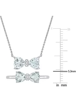 New ✨ 2-Piece Set of 1.4 ct. t.g.w. Aquamarine and 1/10 ct. t.w. Diamond Pendant with Chain and Ring in 10K White Gold by Belk & Co. 🛒 -DealsBelk & Co. Store Belk 34822