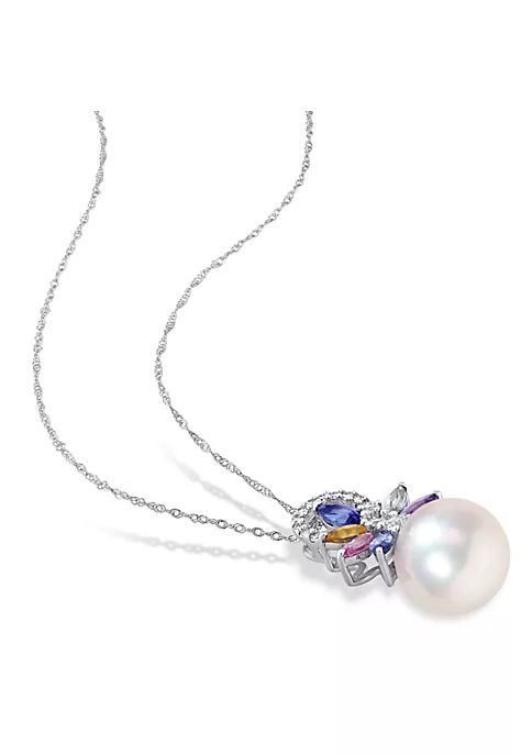 Brand new ๐ 9.5-10MM White Freshwater Cultured Pearl, 4/5 ct. t.g.w. Multi-Color Sapphire and 1/10 ct. t.w. Diamond Pendant with Chain 14K White Gold by Belk & Co. ๐ 4 Brand new ๐ 9.5-10MM White Freshwater Cultured Pearl, 4/5 ct. t.g.w. Multi-Color Sapphire and 1/10 ct. t.w. Diamond Pendant with Chain 14K White Gold by Belk & Co. ๐ - Image 4