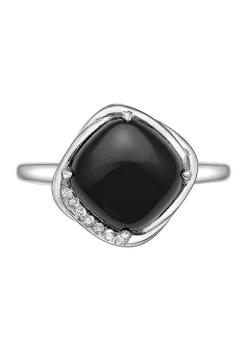 Deals 🎉 3.1 ct. t.w. Black Onyx and White Topaz Accent Ring in Sterling Silver by Belk & Co. 🎁 -DealsBelk & Co. Store Belk 34844
