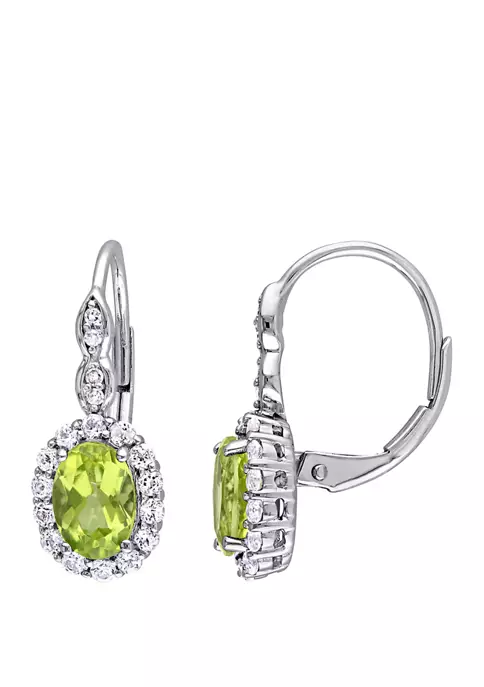 Flash Sale 🔔 1.63 ct. t.w. Peridot, 7/8 ct. t.w. White Topaz, and 1/10 ct. t.w. Diamond Accent Halo Vintage Earrings in 14k White Gold by Belk & Co. 🌟 3 Flash Sale 🔔 1.63 ct. t.w. Peridot, 7/8 ct. t.w. White Topaz, and 1/10 ct. t.w. Diamond Accent Halo Vintage Earrings in 14k White Gold by Belk & Co. 🌟 - Image 3