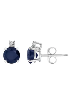 Best deal 😉 14K Gold 5mm Round Sapphire Diamond Accent Earrings by Belk & Co. 🔥 -DealsBelk & Co. Store Belk 34881